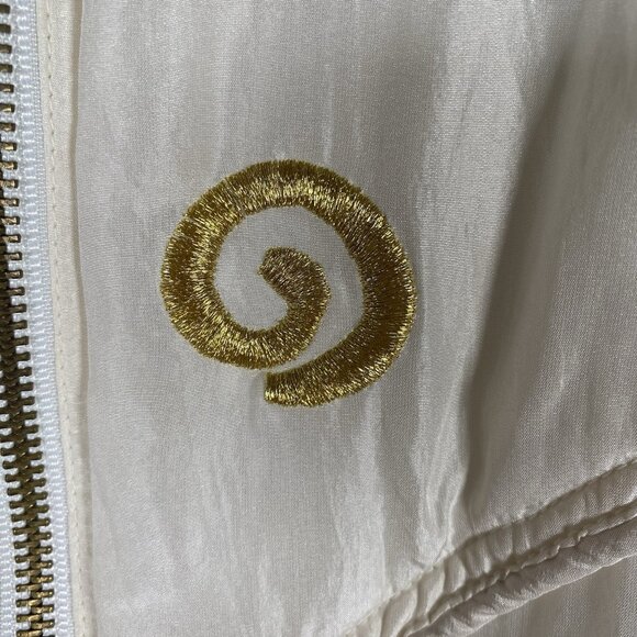 Vintage 80s 100% Silk Track Jacket XL Gold Embroidery Retro Bowling Roller Disco - Picture 4 of 14